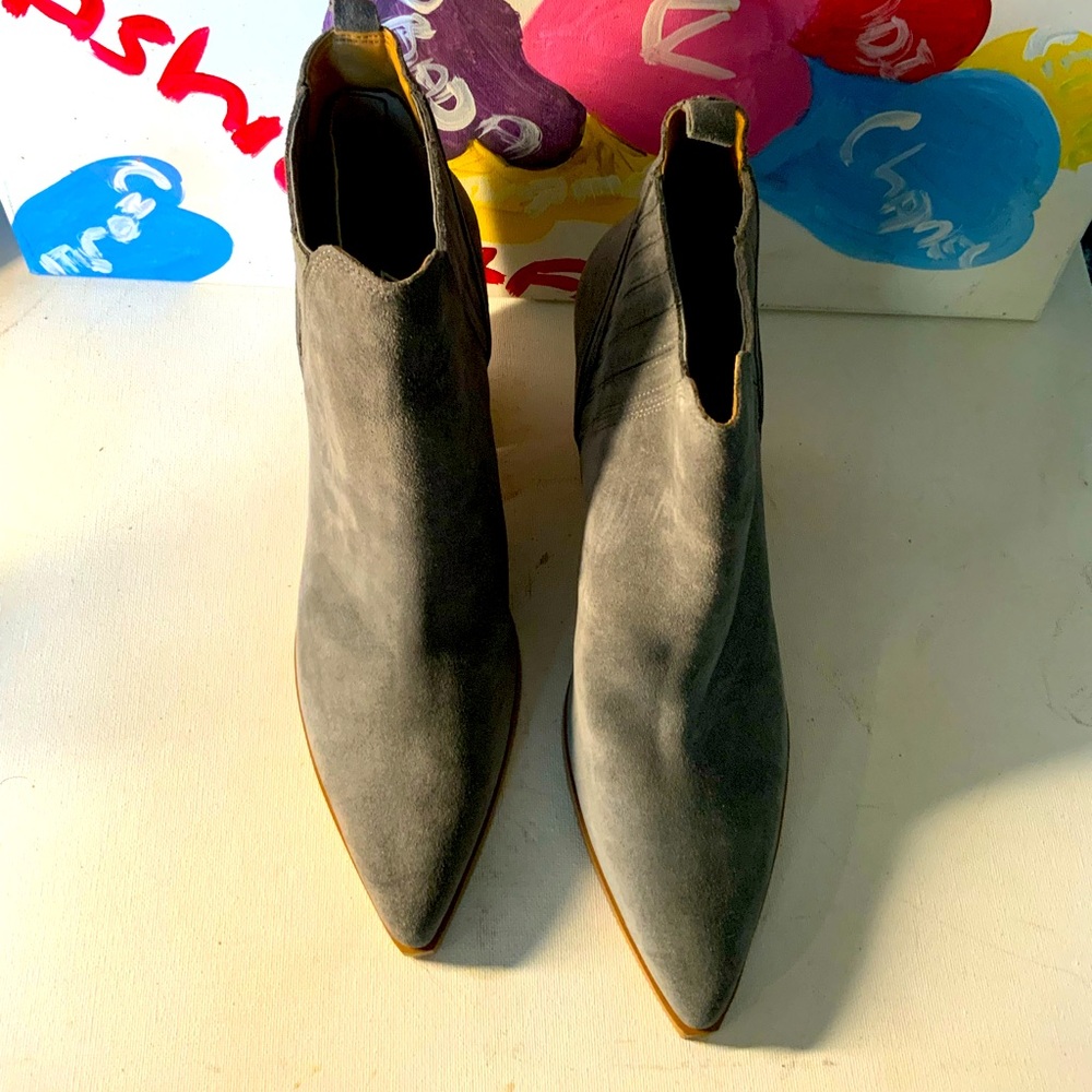 Marc Fisher Gray Suede Ankle Booties Size 12